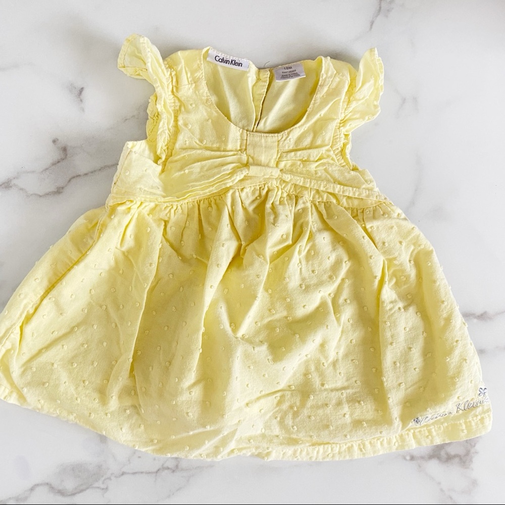 Infant Yellow Cotton Dress - Calvin Klein - 18 mon